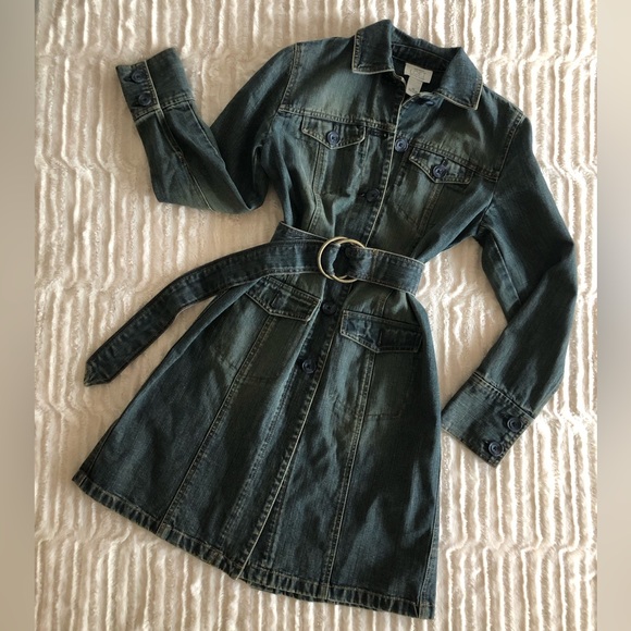 NWOT Ann Taylor LOFT Belted Denim Trench - Picture 1 of 10